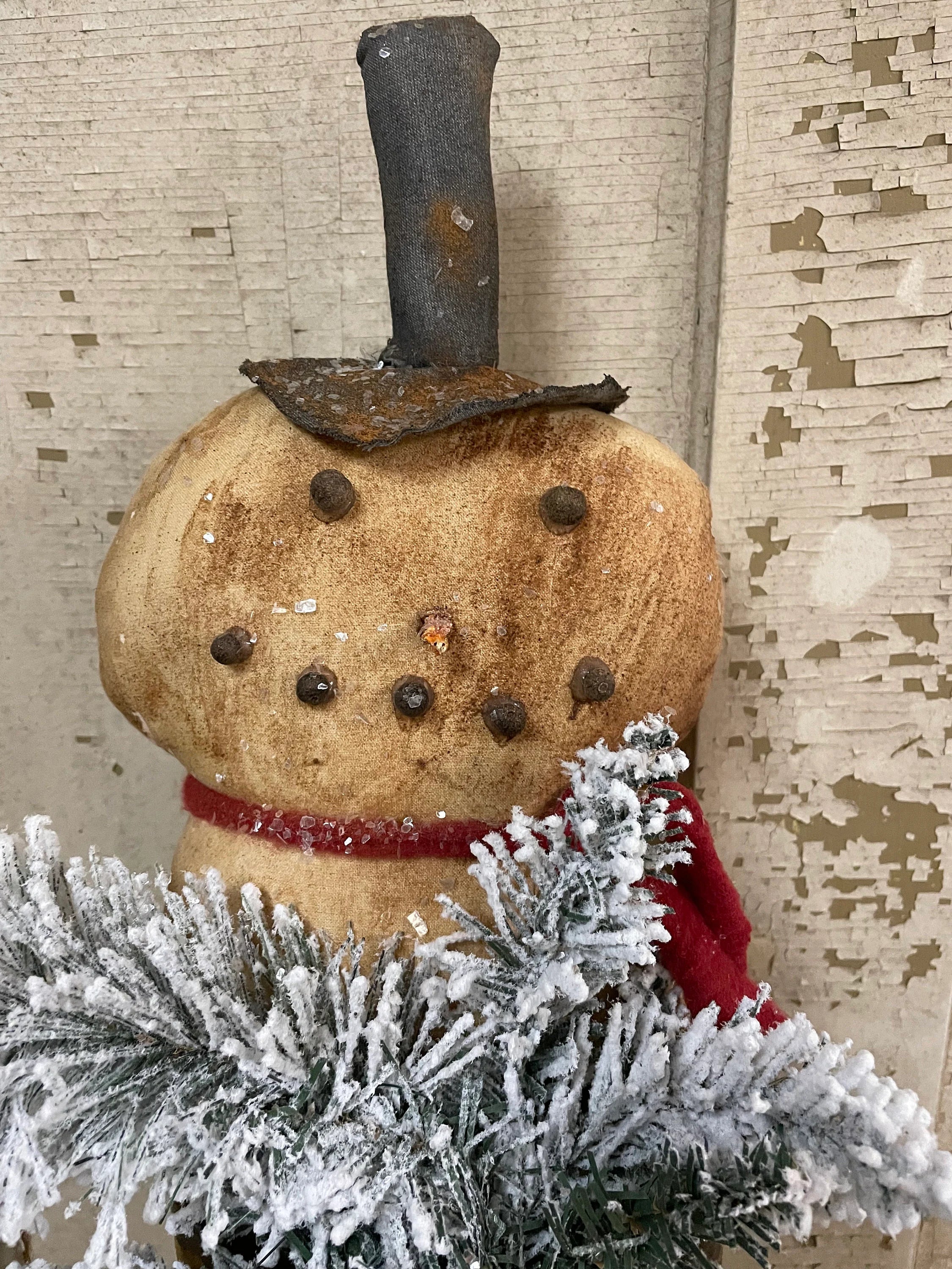 Primitive Christmas Snowman In Can