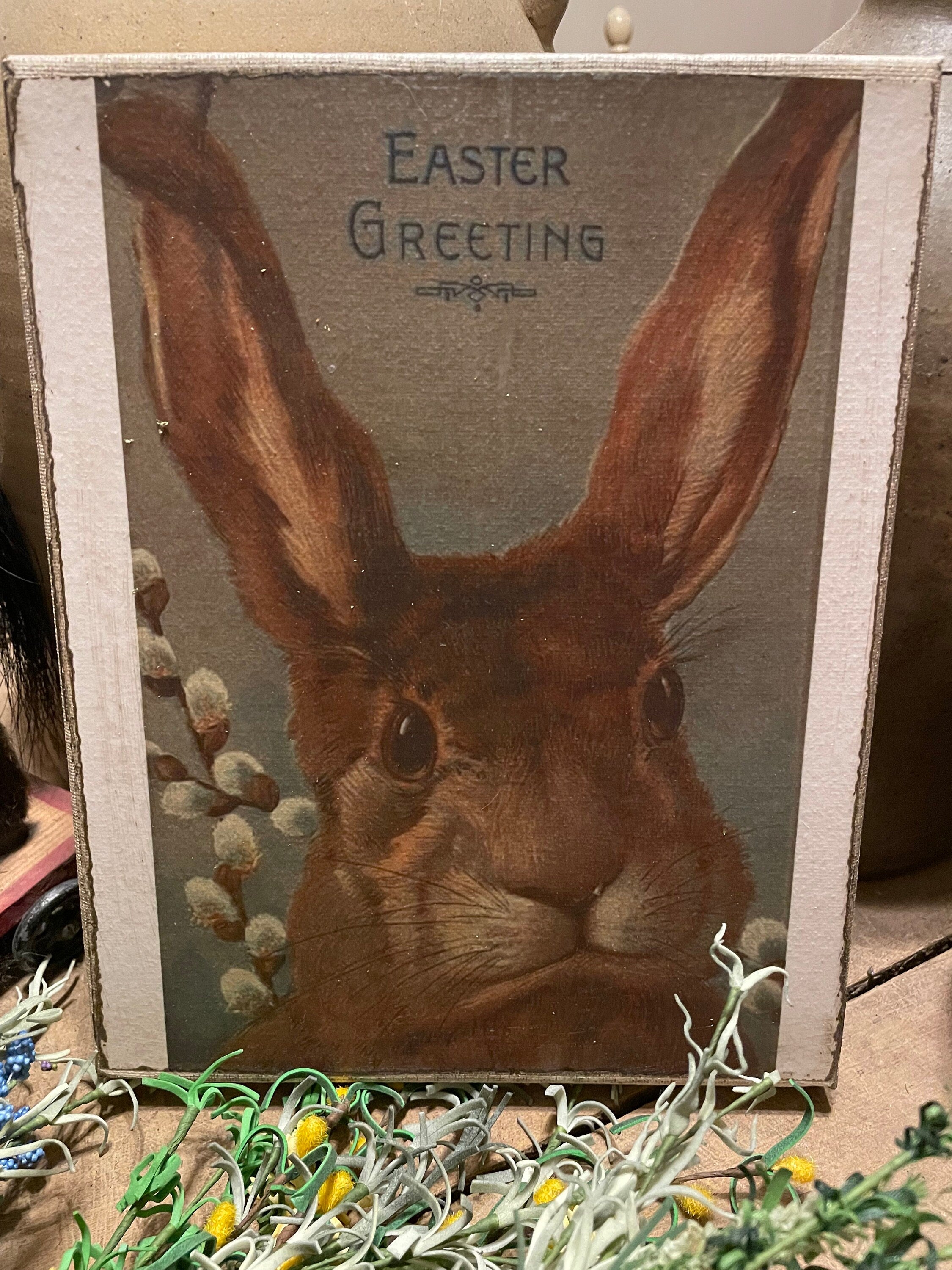 Primitive Easter Grungy Decorative Canvas Print 8x10