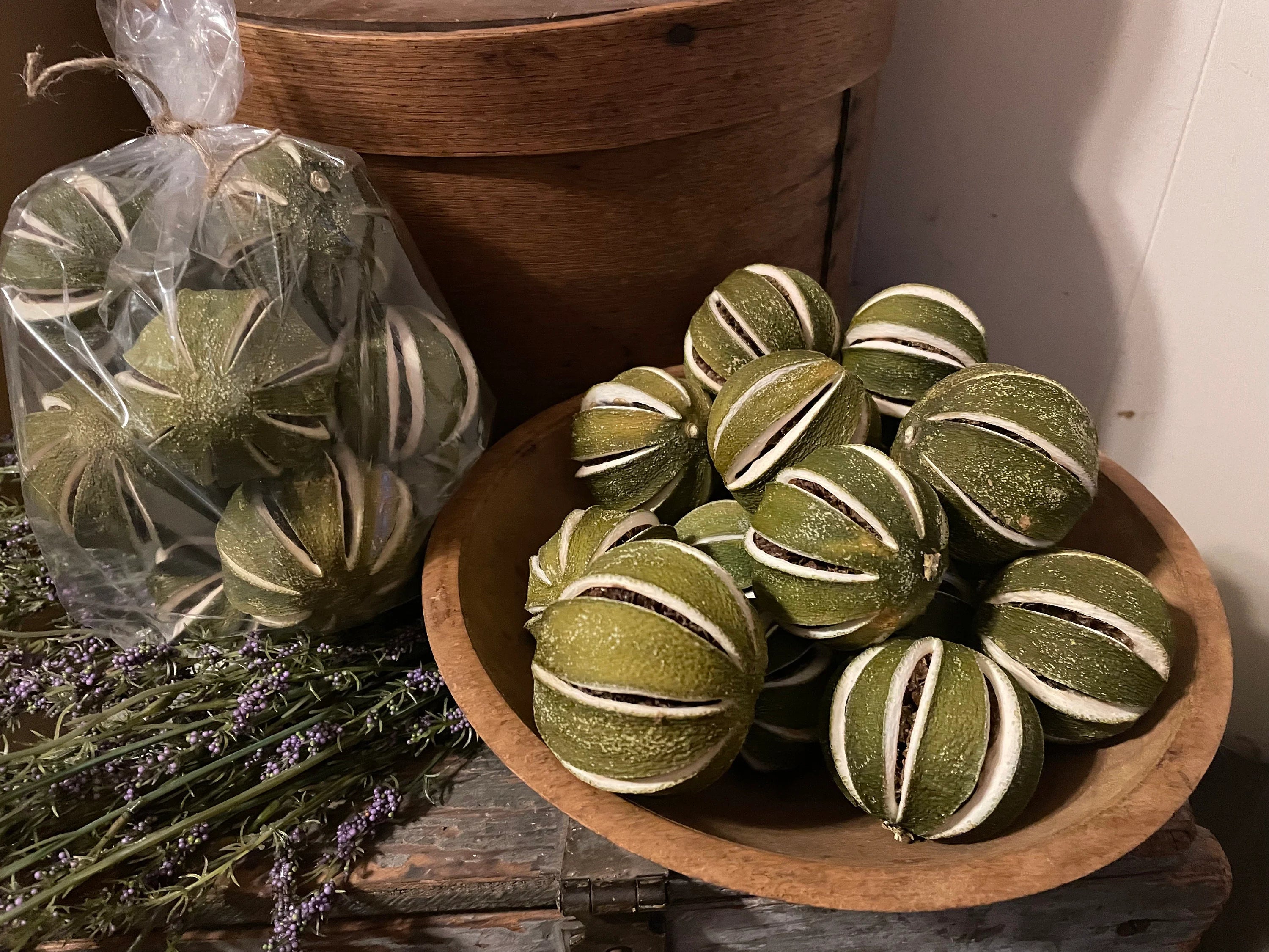 Primitive Whole Dried Lime Bowl Fillers Set of 3,6,10 or 20 Bag