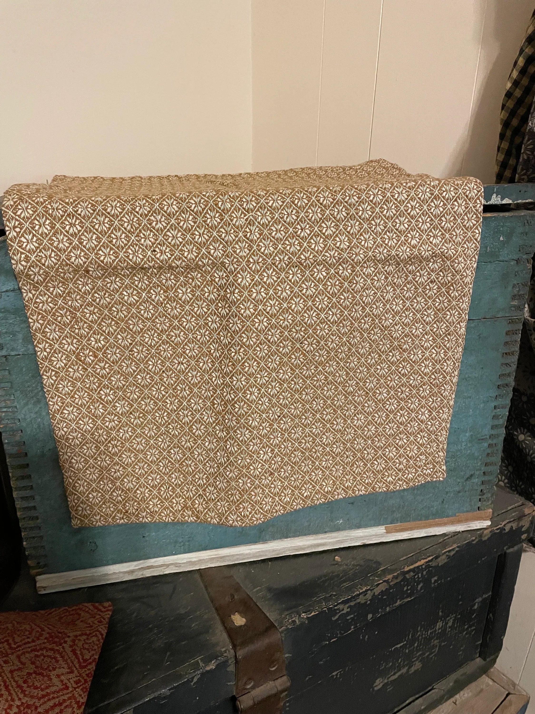 Primitive Coverlet 56 Inch Long Runner Mustard/Tan