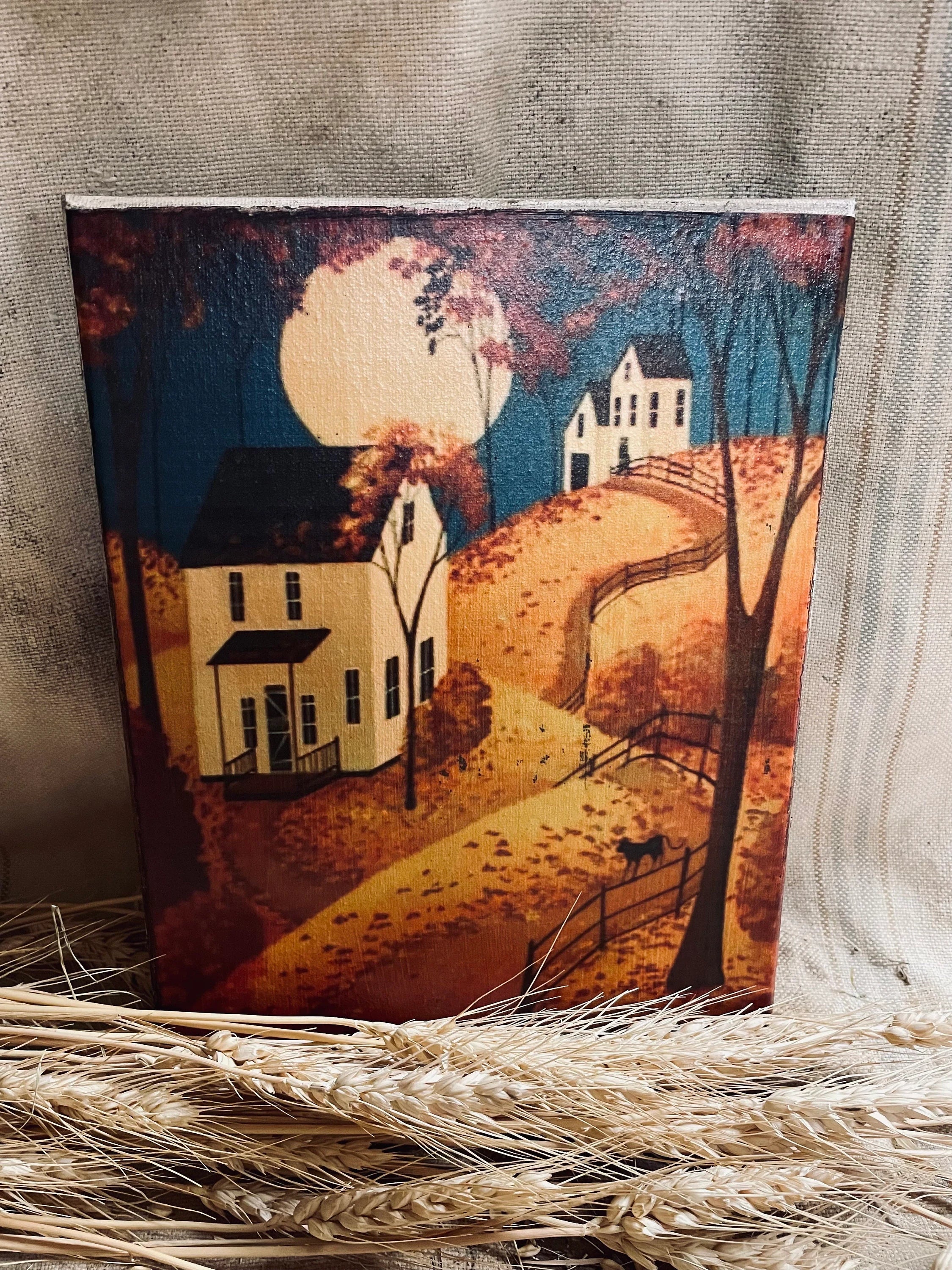 Primitive Fall Grungy Decorative Canvas Print 8x10