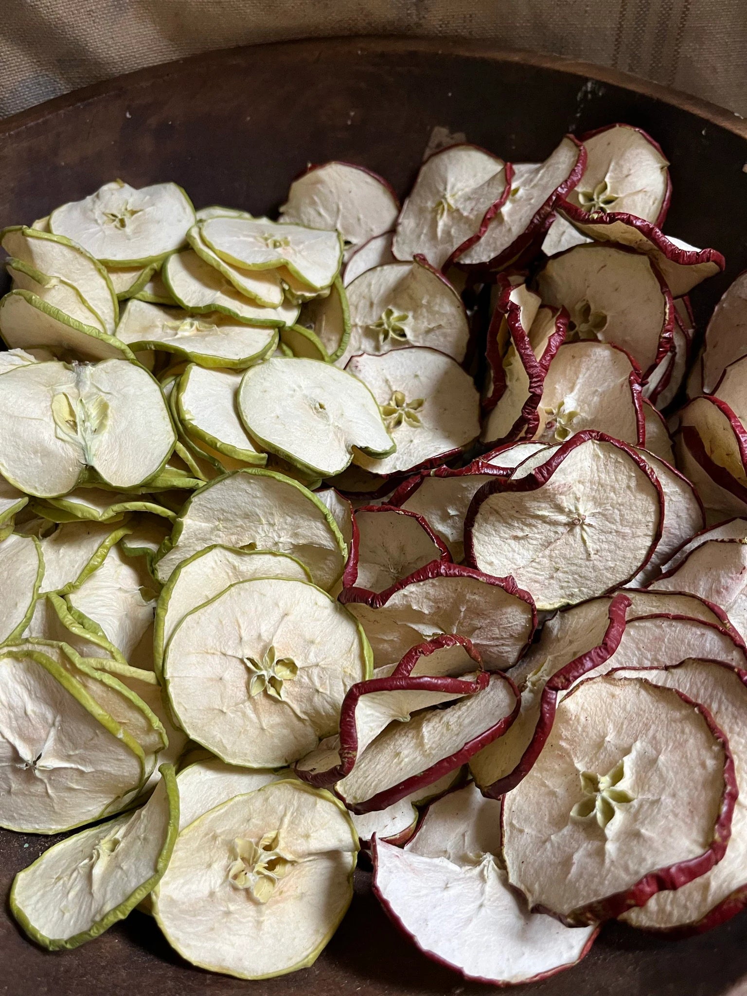 Primitive Dried Red And Green Apple Slices Bowl Fillers Mix Set of 20 or 50