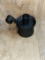 Primitive Jefferson Punch Tin Candle Holder 4x4 With Candle Black Tin