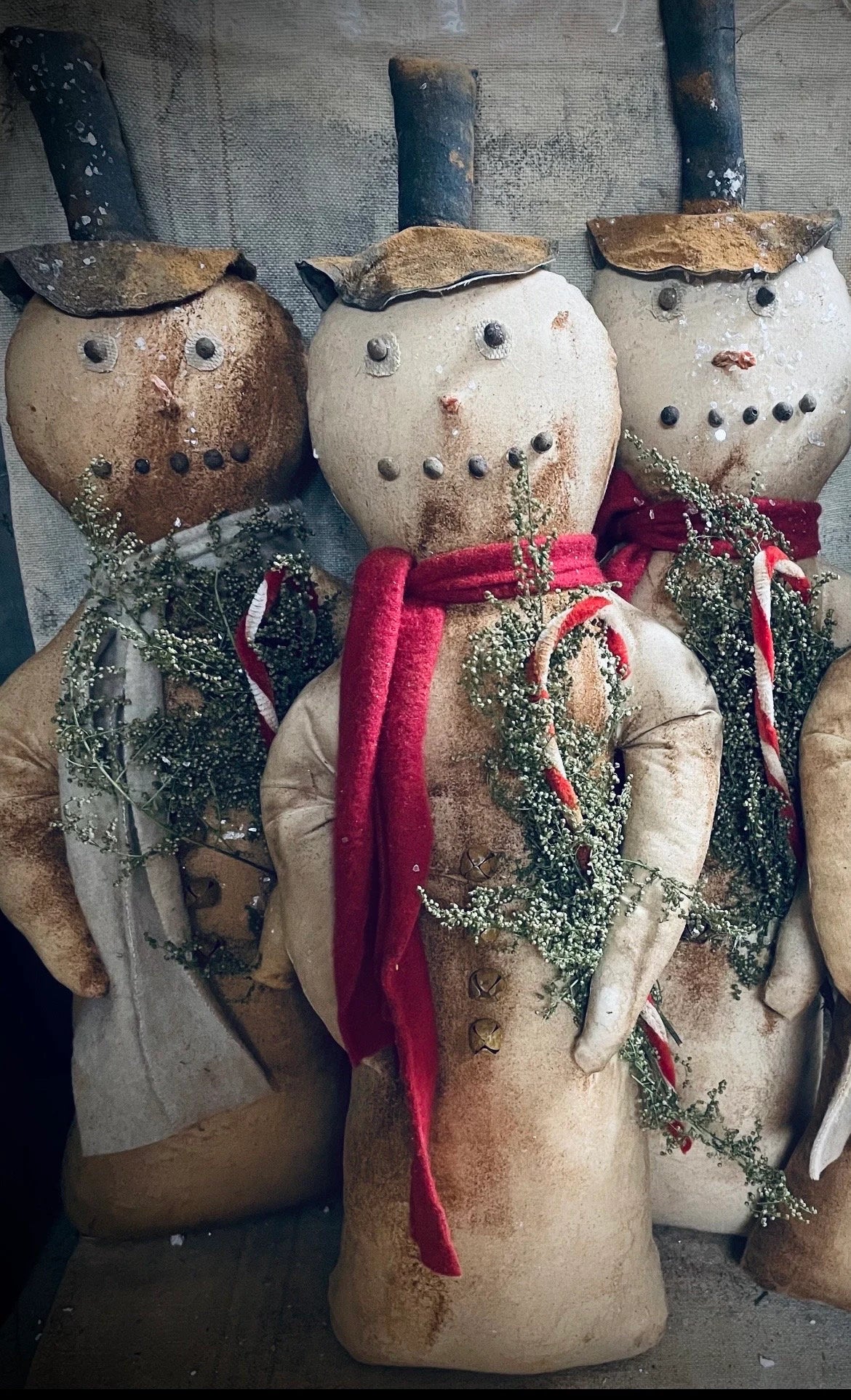 Primitive Grungy Christmas Snowman 20x5