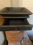 Primitive Wooden Tray with Drawer 12x12x4 Black Over Mustard