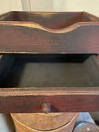 Primitive Wooden One Drawer Cubby 10x8x6 Red Over Black