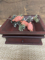 Primitive Wooden Tray with Drawer 12x12x4 Red Over Black