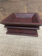 Primitive Wooden Tray with Drawer 12x12x4 Red Over Black