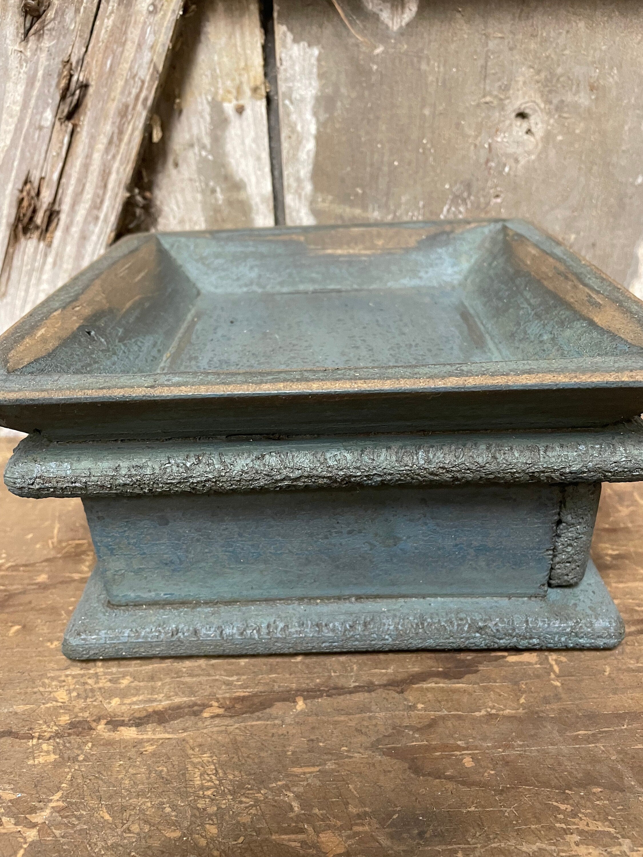 Primitive Wooden Tray with Drawer 8x8x4 Country Blue