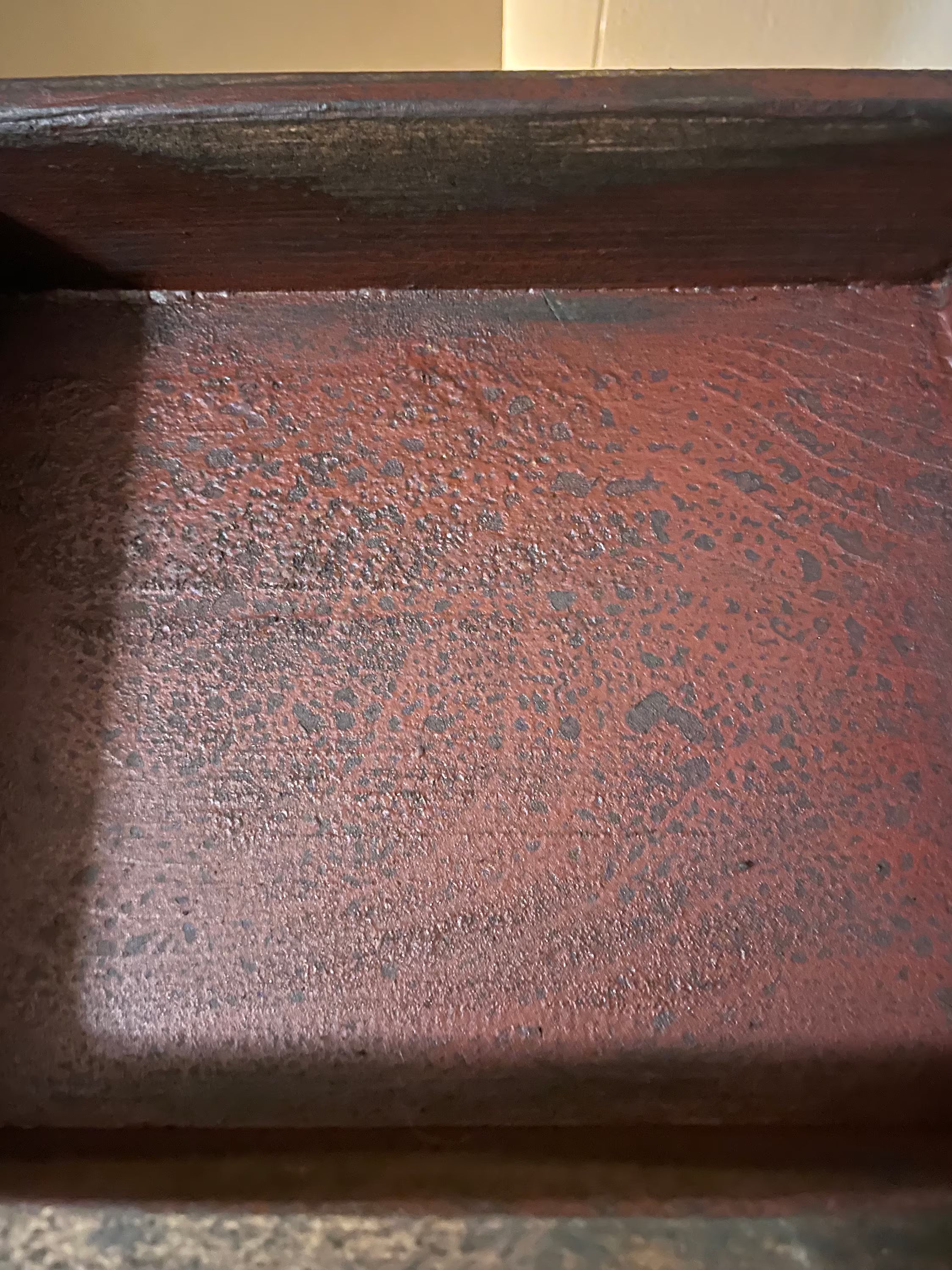 Primitive Wooden Mini Dry Sink with Drawer 14x8x7 Red Over Black