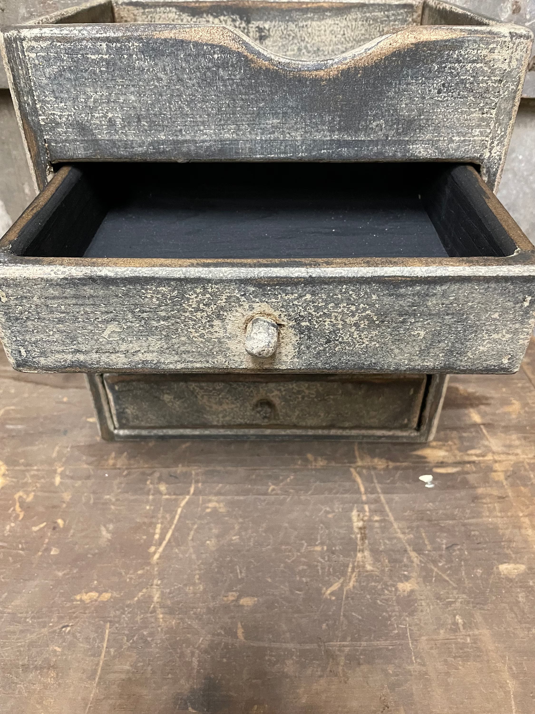 Primitive Wooden Three Drawer Cubby 11x10x8 Antique White