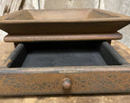 Primitive Wooden Tray with Drawer 12x12x4 Mustard Over Black