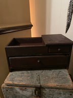 Primitive Wooden Mini Dry Sink with Drawer 14x8x7 Red Over Black