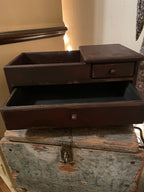 Primitive Wooden Mini Dry Sink with Drawer 14x8x7 Red Over Black