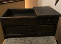 Primitive Wooden Mini Dry Sink with Drawer Black Over Mustard 14x8x7