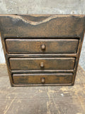 Primitive Wooden Three Drawer Cubby 11x10x8 Mustard Over Black