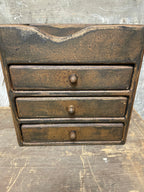 Primitive Wooden Three Drawer Cubby 11x10x8 Mustard Over Black