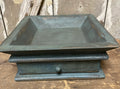 Primitive Wooden Tray with Drawer 12x12x4 Country Blue