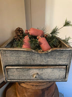 Primitive Wooden One Drawer Cubby 10x8x6 Antique White