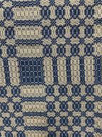 Primitive Coverlet 32 Inch Short Table Runner Blue/Tan