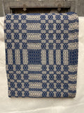 Primitive Coverlet 32 Inch Short Table Runner Blue/Tan