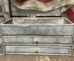 Primitive Wooden Two Drawer Trencher 17x8x8 Antique White