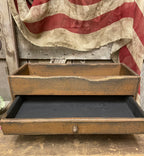 Primitive Wooden Two Drawer Trencher 17x8x8 Mustard