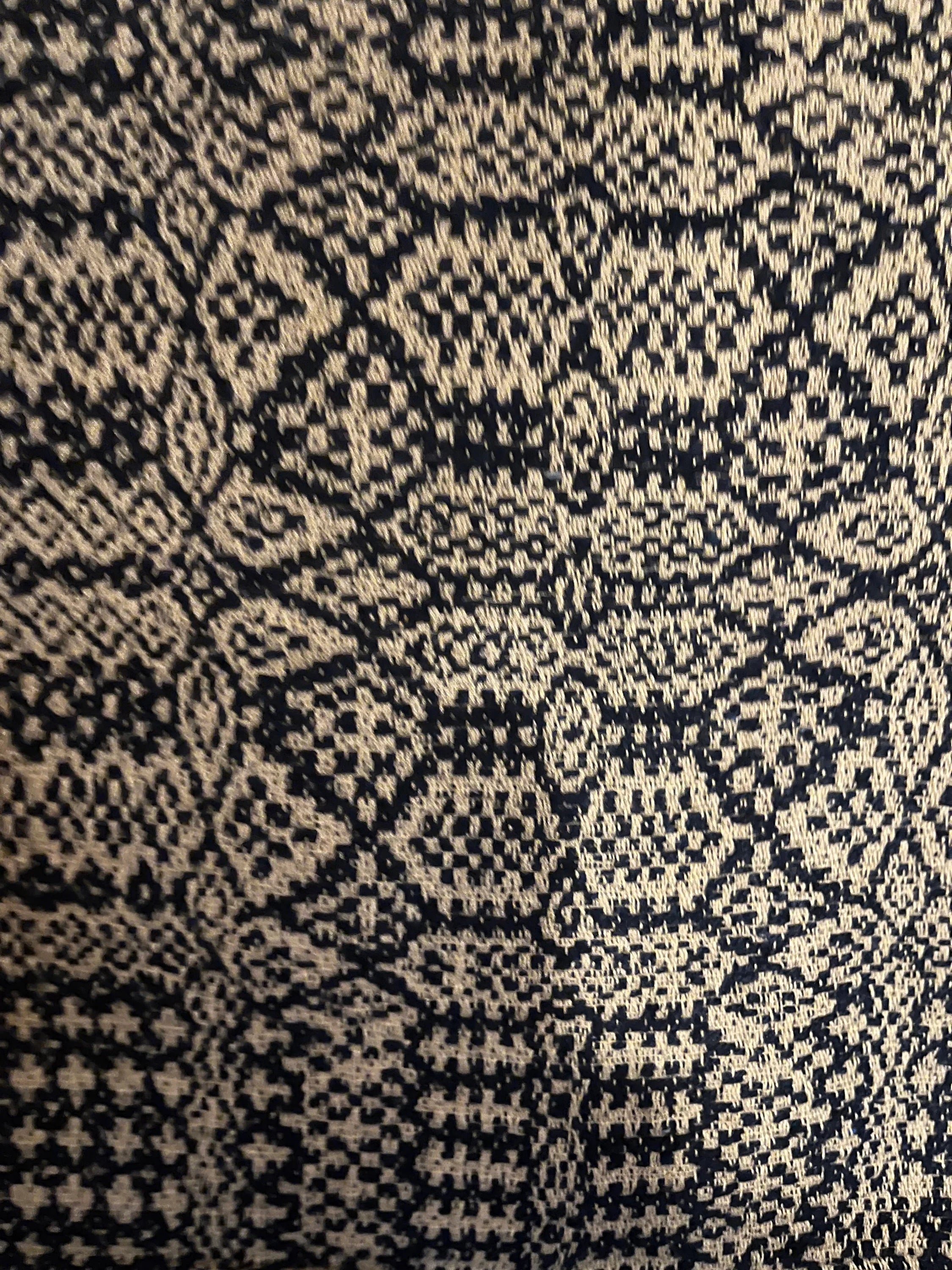 Primitive Coverlet 34 Inch Table Square Blue/Tan