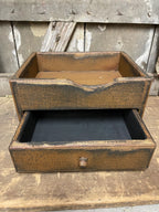 Primitive Wooden One Drawer Cubby 10x8x6 Mustard Over Black