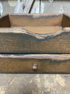 Primitive Wooden One Drawer Cubby 10x8x6 Mustard Over Black