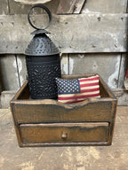 Primitive Wooden One Drawer Cubby 10x8x6 Mustard Over Black