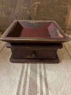 Primitive Wooden Tray with Drawer 8x8x4 Red Over Black