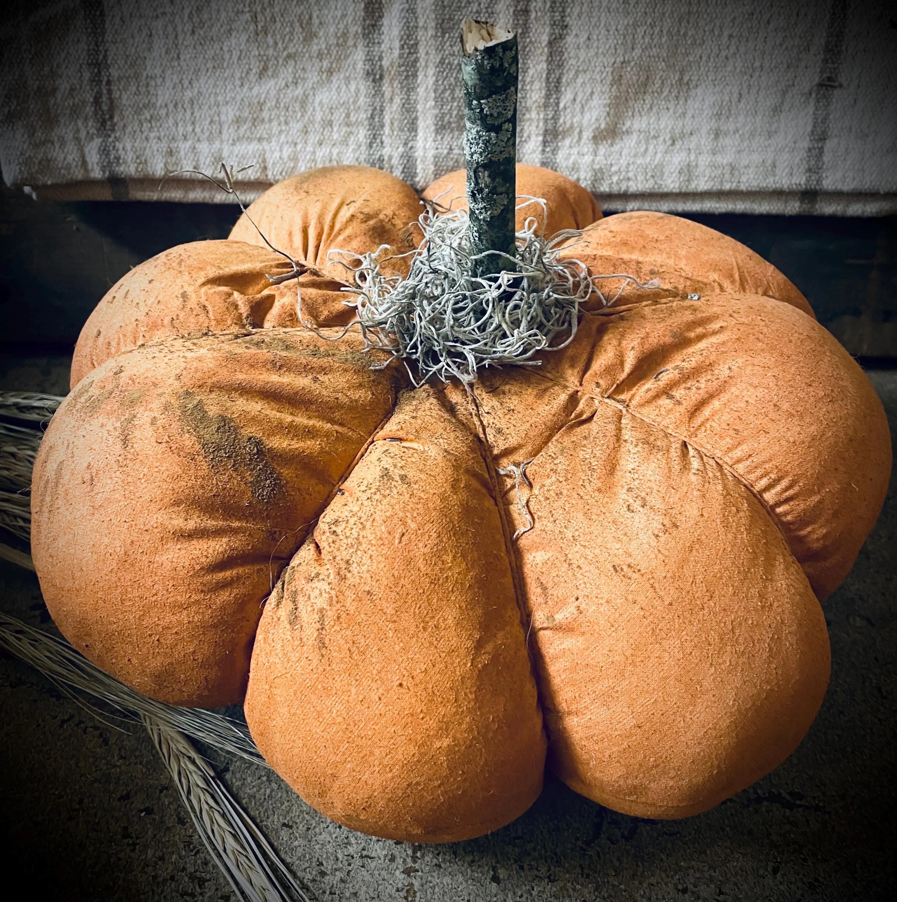 Primitive Fall Halloween Orange Flattie Pumpkin 11x3