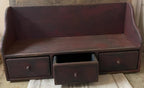 Primitive Wooden Three Drawer Organizer 22x11x8 Red Over Black