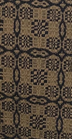 Primitive Coverlet 32 Inch Short Table Runner Blue/Tan