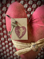 Primitive Valentines Heart On Old Rusty Spring Red 10x5