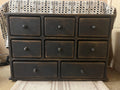 Primitive Wooden Eight Drawer Apothecary 18x12x8 Black