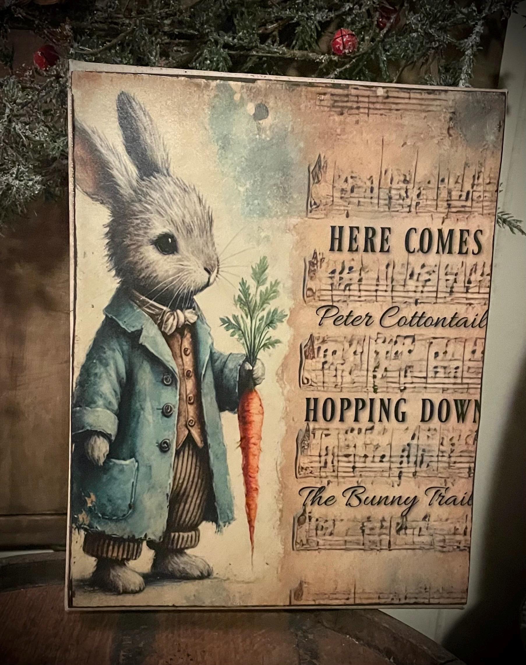 Primitive Easter Grungy Decorative Canvas Print 8x10