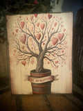 Primitive Valentines Grungy Decorative Canvas Print 8x10