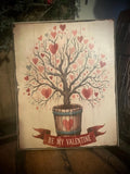 Primitive Valentines Grungy Decorative Canvas Print 8x10