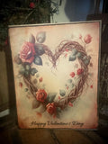 Primitive Valentines Grungy Decorative Canvas Print 8x10