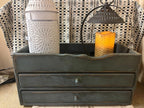 Primitive Wooden Two Drawer Trencher 18x8x8 Country Blue