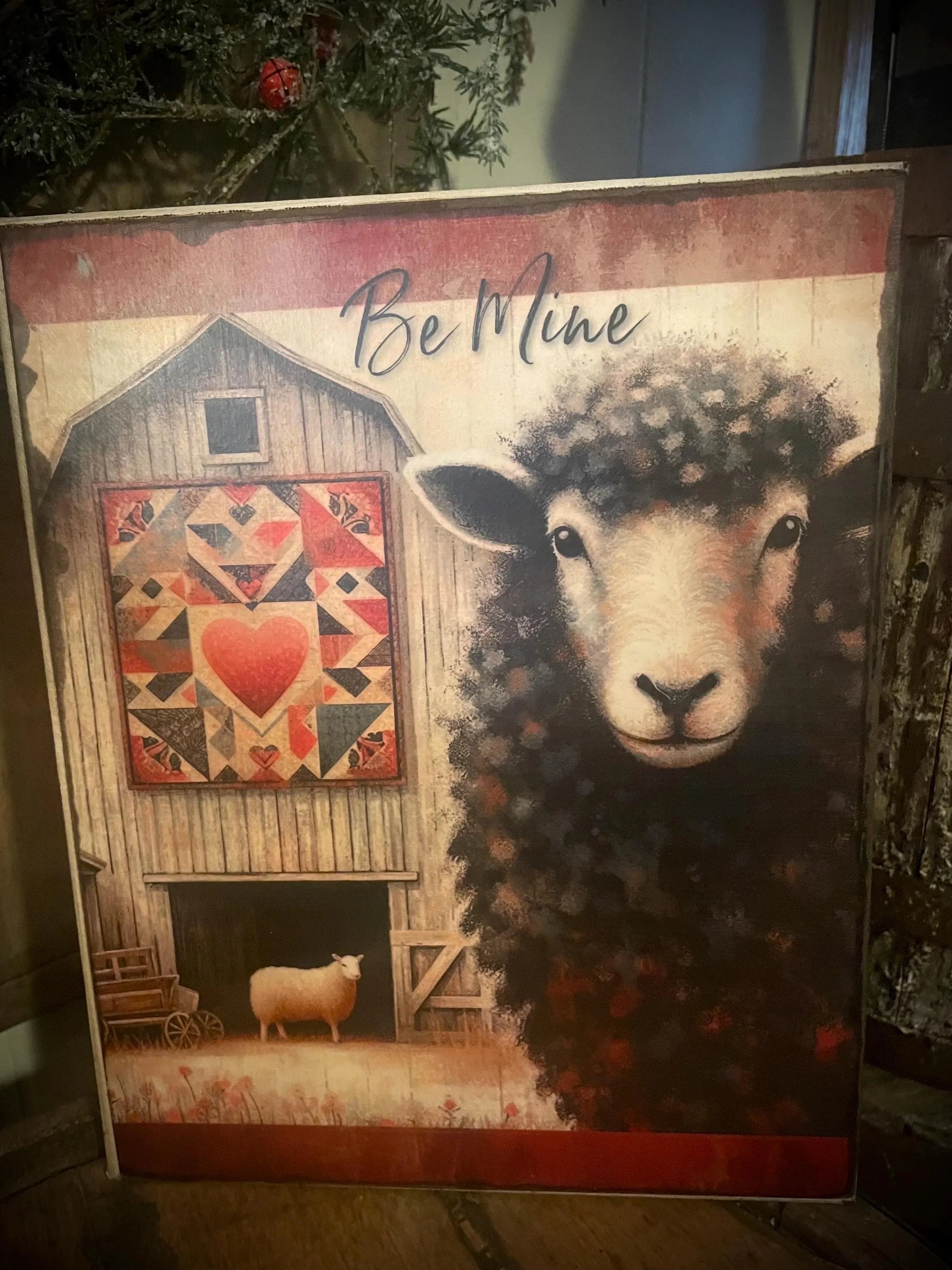 Primitive Valentines Grungy Decorative Canvas Print 8x10