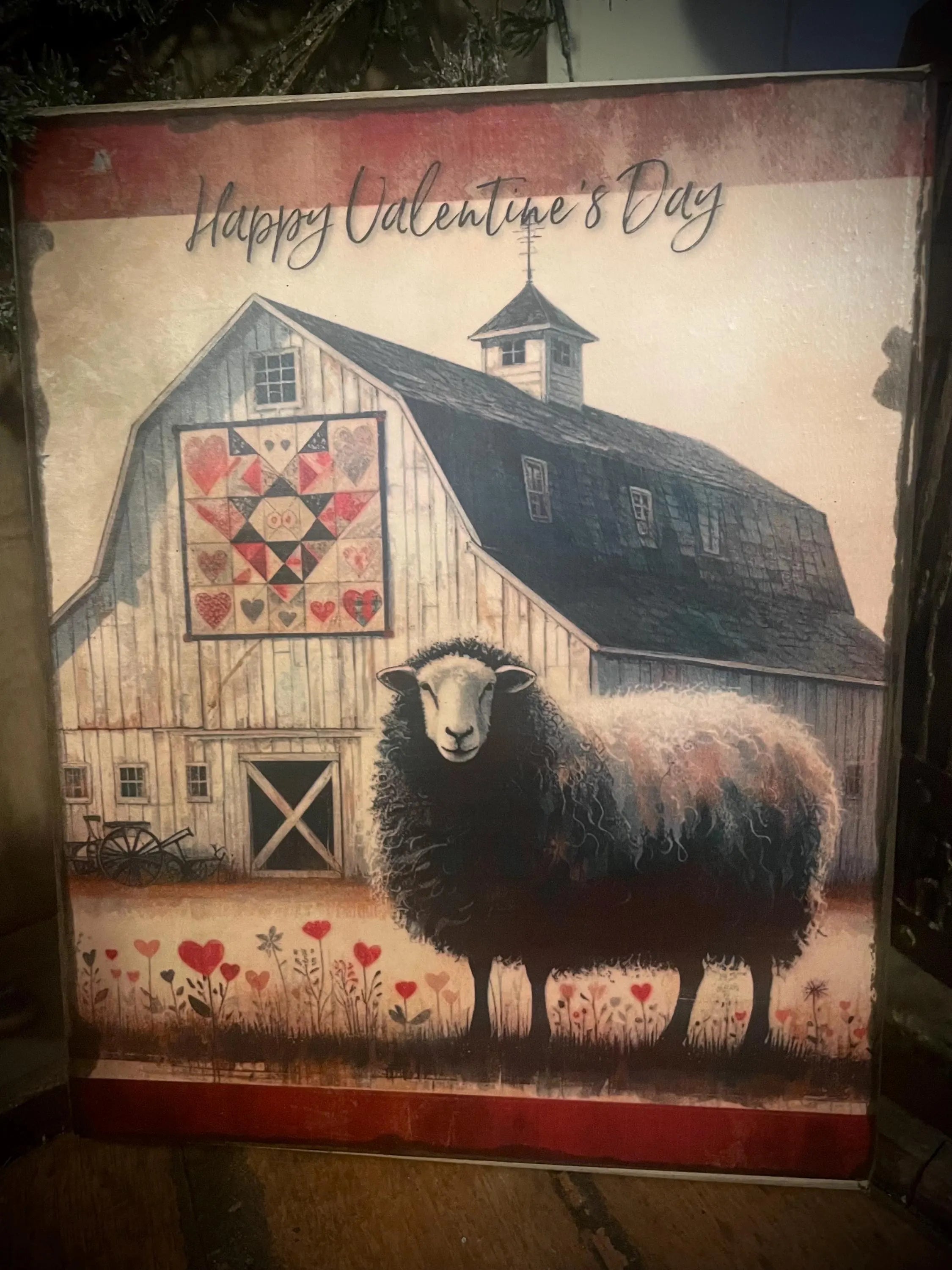 Primitive Valentines Grungy Decorative Canvas Print 8x10