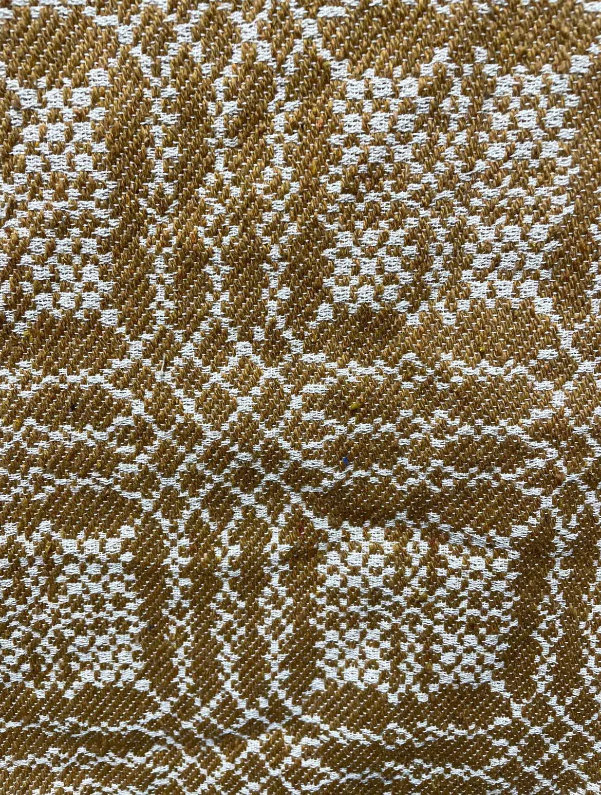 Primitive Coverlet 32 Inch Short Table Runner Mustard/White