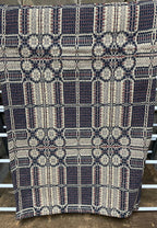 Primitive Coverlet 34 Inch Table Square Blue/Tan/Red