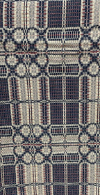 Primitive Coverlet 34 Inch Table Square Blue/Tan/Red