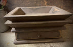 Primitive Wooden Tray with Drawer 12x12x4 Brown Over Mustard