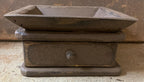 Primitive Wooden Tray with Drawer 8x8x4 Brown Over Black