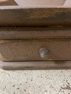 Primitive Wooden Tray with Drawer 8x8x4 Brown Over Black